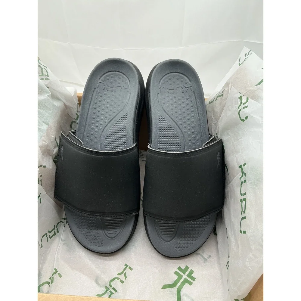 KURU KURUCLOUD Mens Slide Sandals Black Charcoal Orthopedic Comfort‎ Size 10